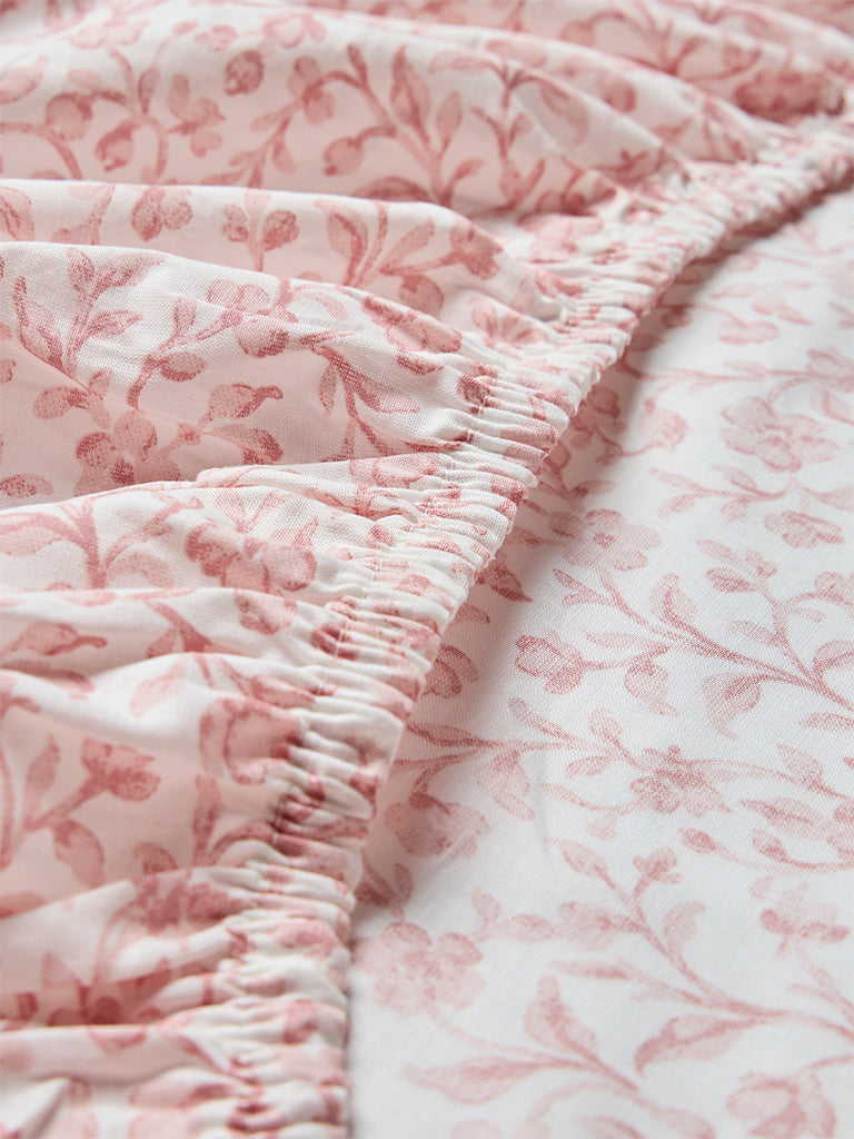 Westside Home Pink Floral Pattern Queen Bed Sheet Set