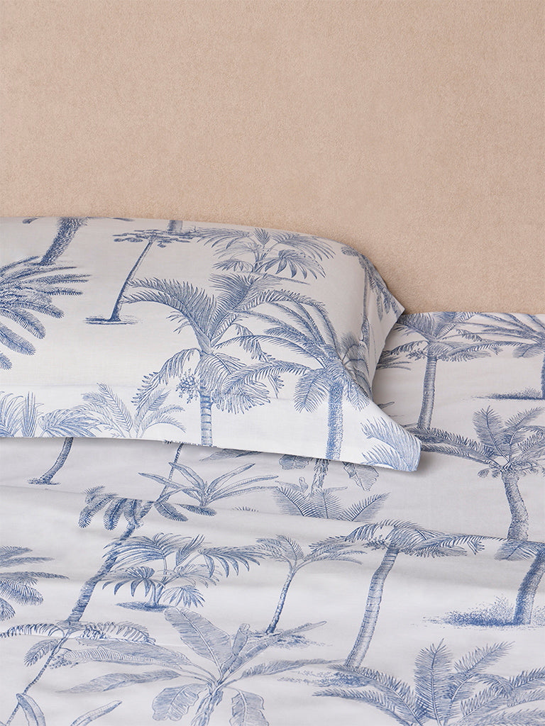 Westside Home Blue Botanical Design King Bed Sheet Set