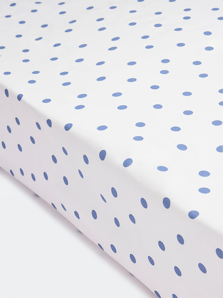 Westside Home Blue Polka Dot Queen Bed Sheet Set