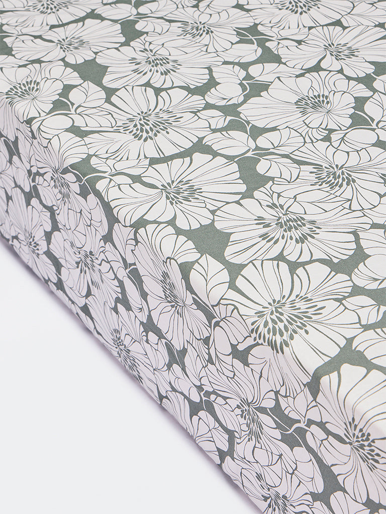 Westside Home Sage Floral Design King Bed Sheet Set