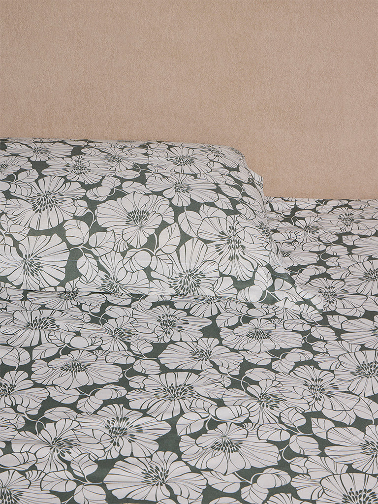 Westside Home Sage Floral Design Queen Bed Sheet Set