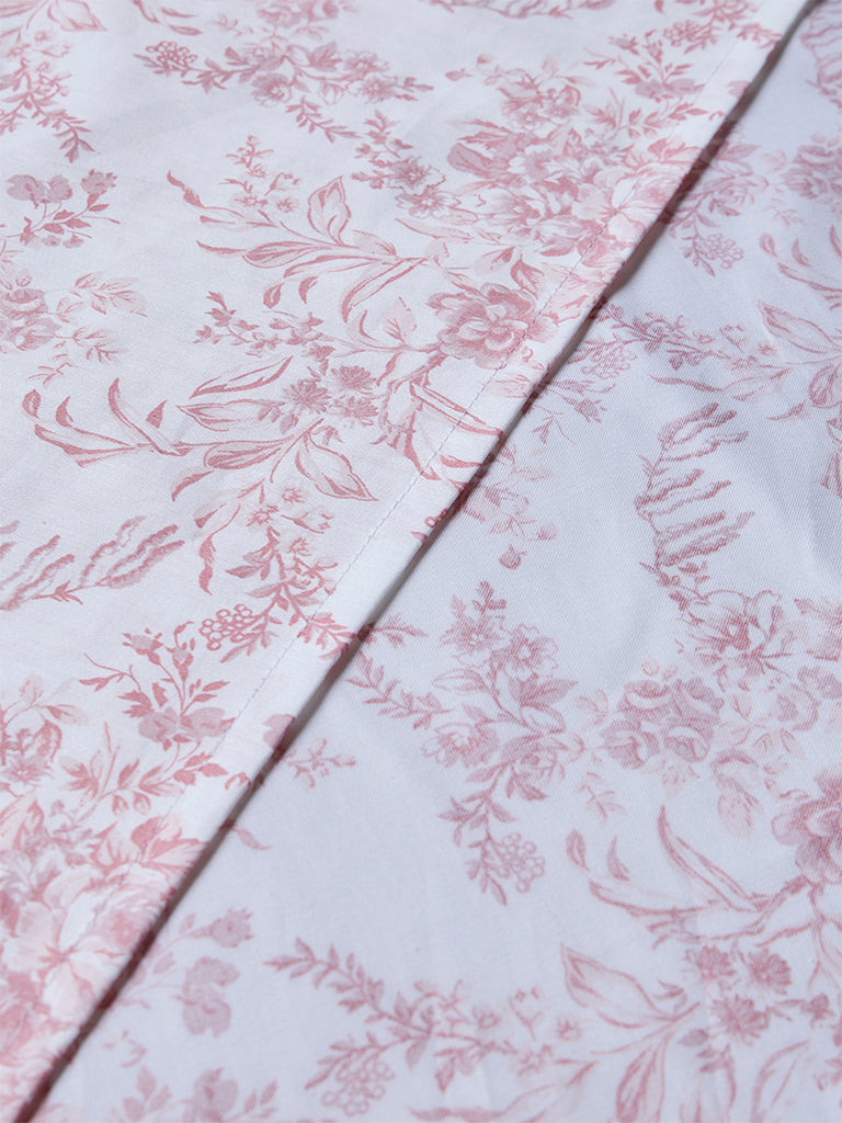 Westside Home Pink Floral Pattern Queen Bed Sheet Set