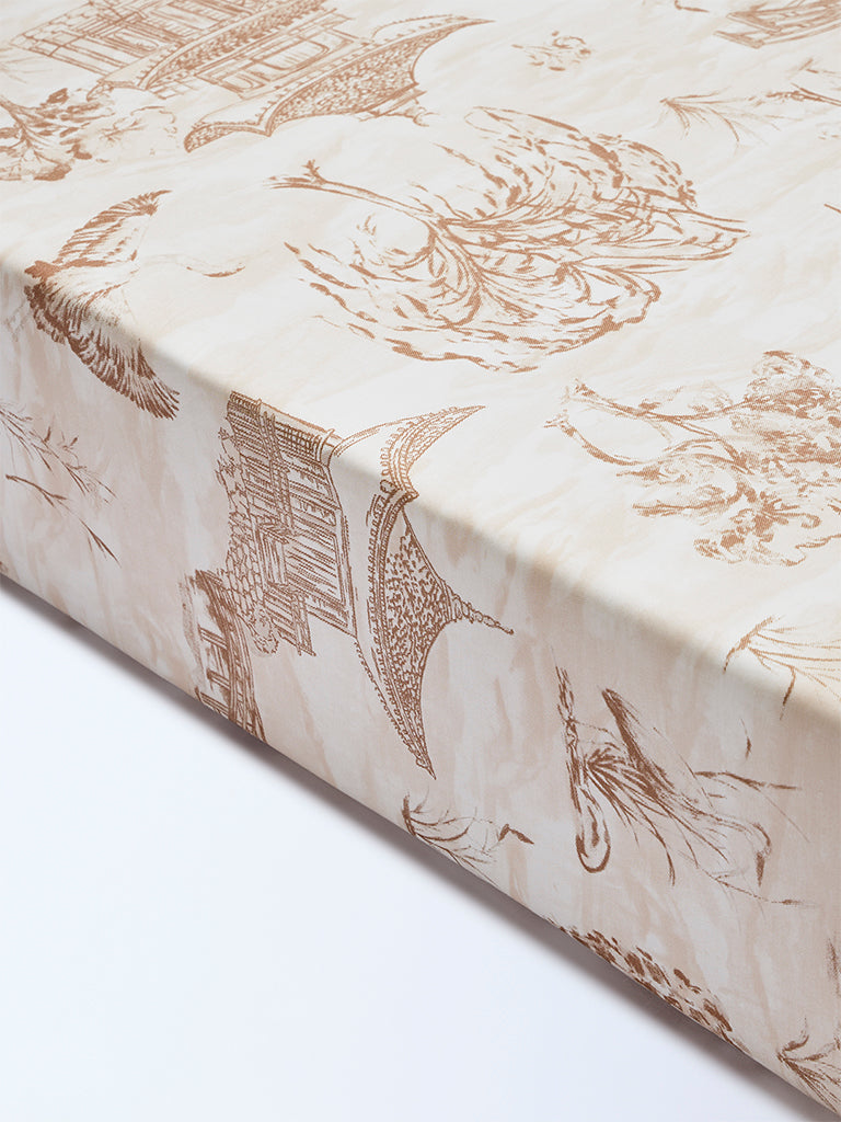 Westside Home Brown Toile Pattern King Bed Sheet Set