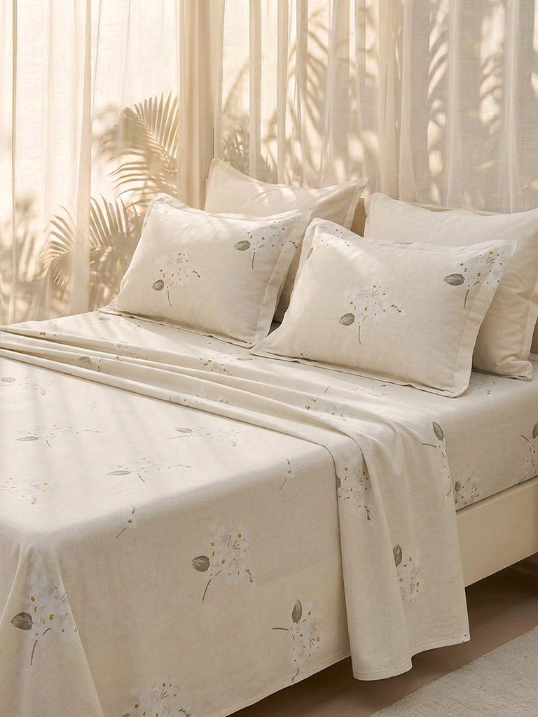Westside Home Light Yellow Floral King Bed Sheet Set