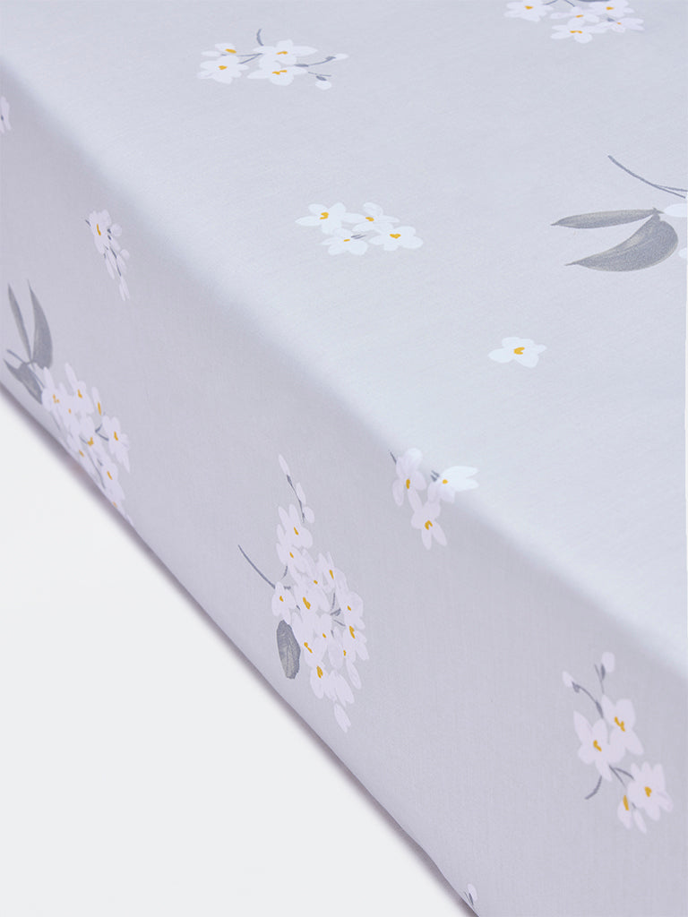 Westside Home Light Blue Floral King Bed Sheet Set