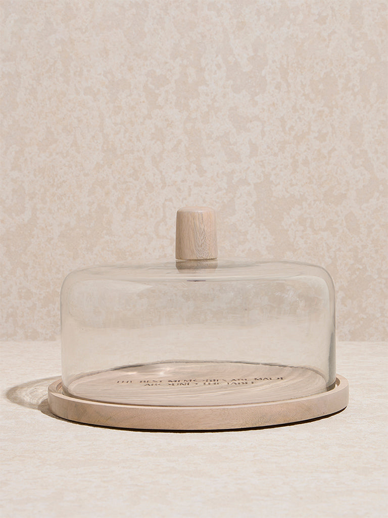 Westside Home Clear Glass Cloche with Wooden Base