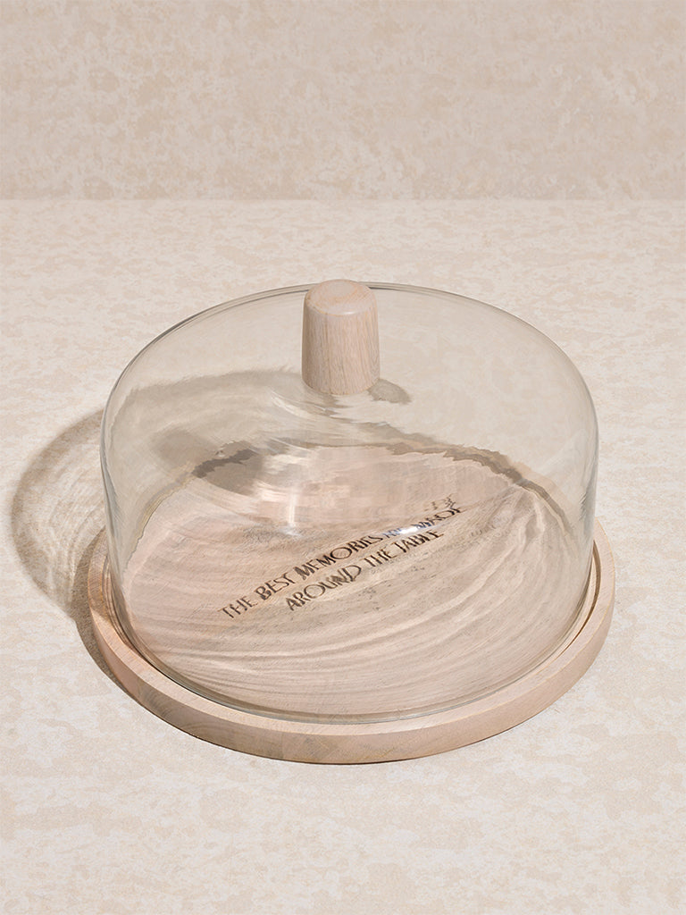 Westside Home Clear Glass Cloche with Wooden Base