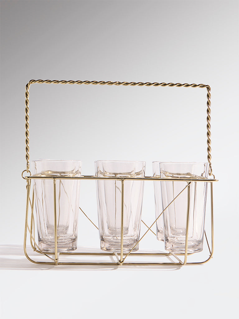 Westside Home Gold Chai Caddy with Glass (Set of 6)