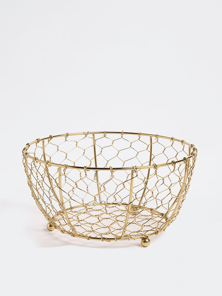 Westside Home Gold Round Wired Fruit Basket