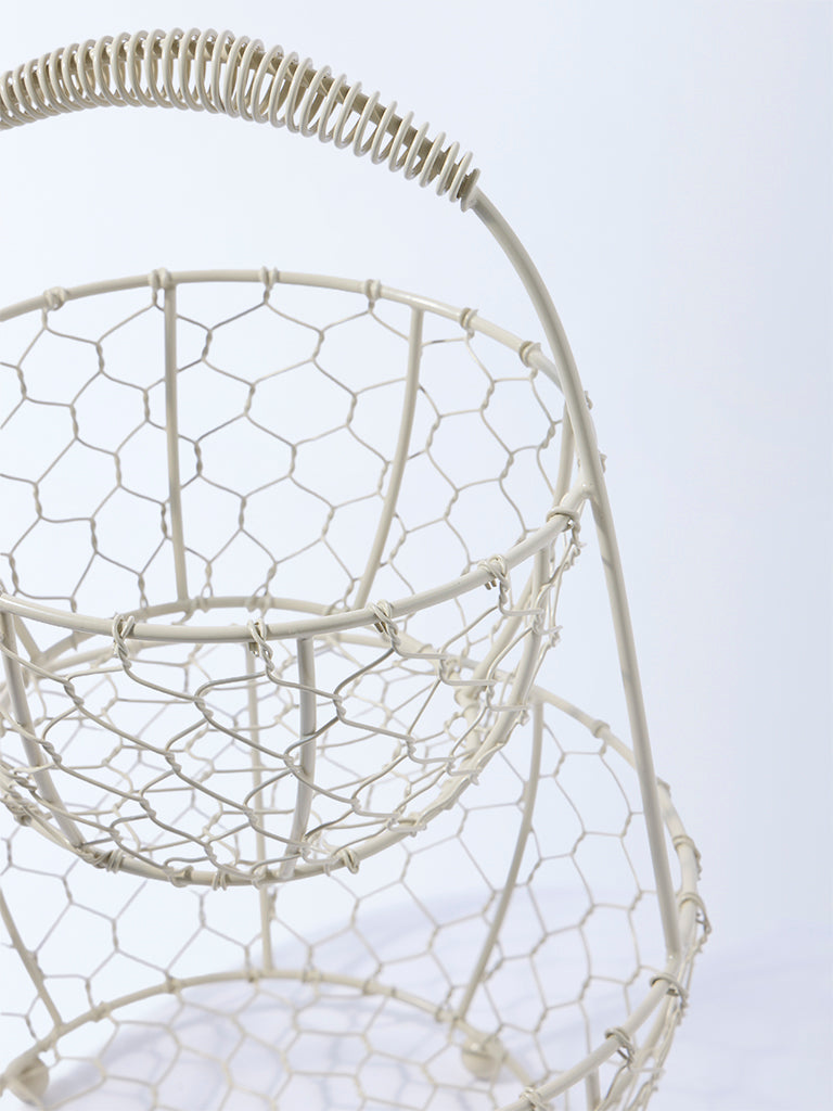Westside Home Ivory Two-Tiered Basket