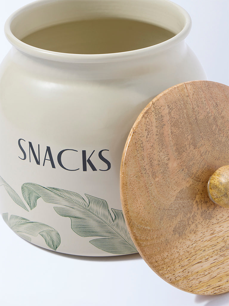 Westside Home Ivory Leaf Design Snacks Jar