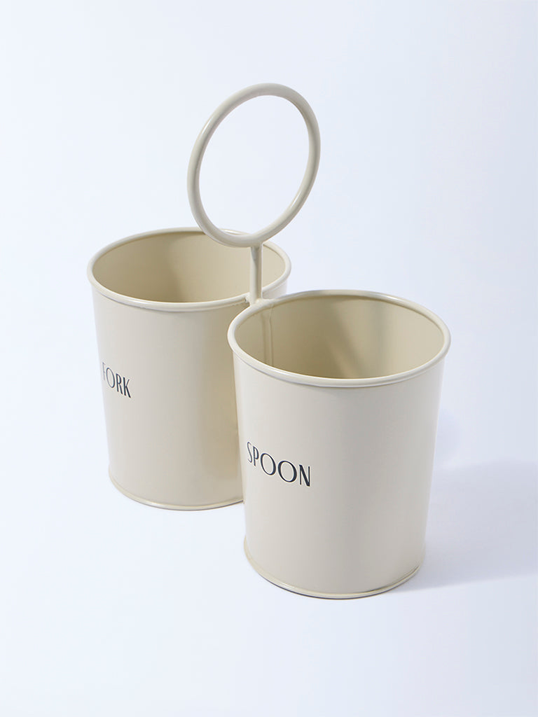 Westside Home Cream Fork and Spoon Cutlery Caddy