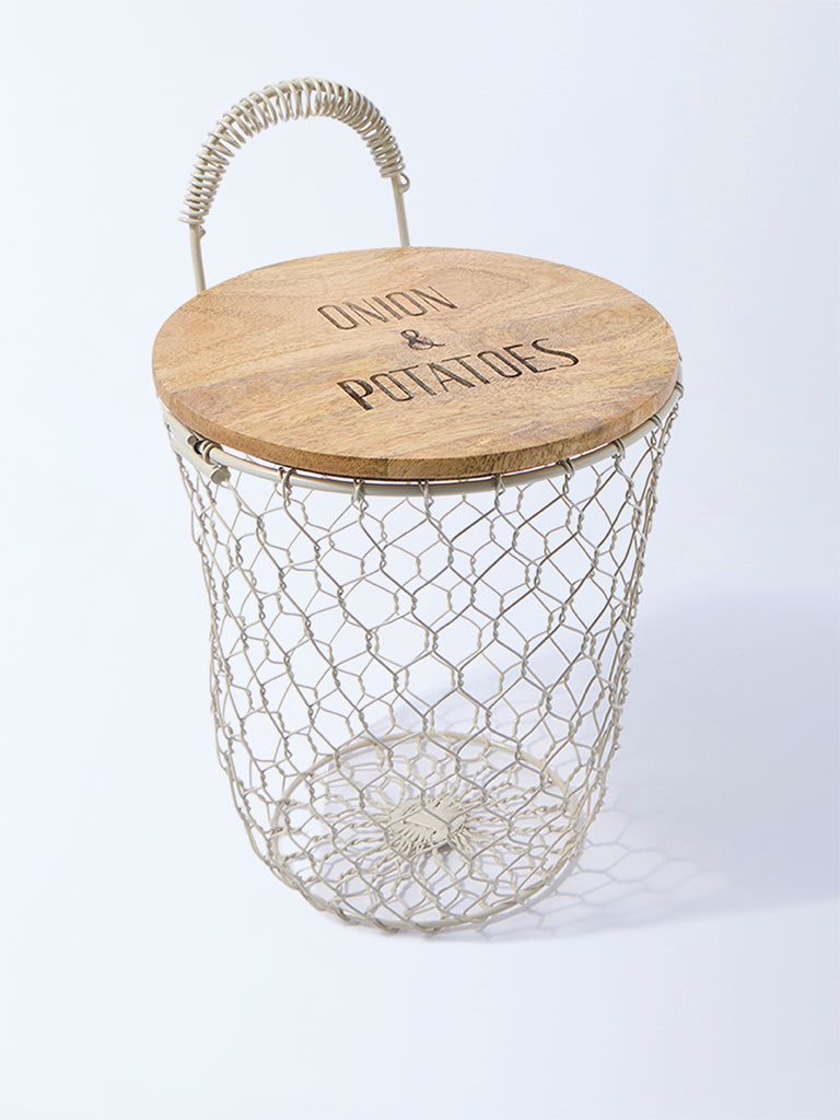 Westside Home Ivory Onion and Potatoes Storage Basket