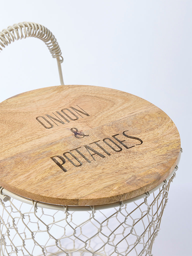 Westside Home Ivory Onion and Potatoes Storage Basket
