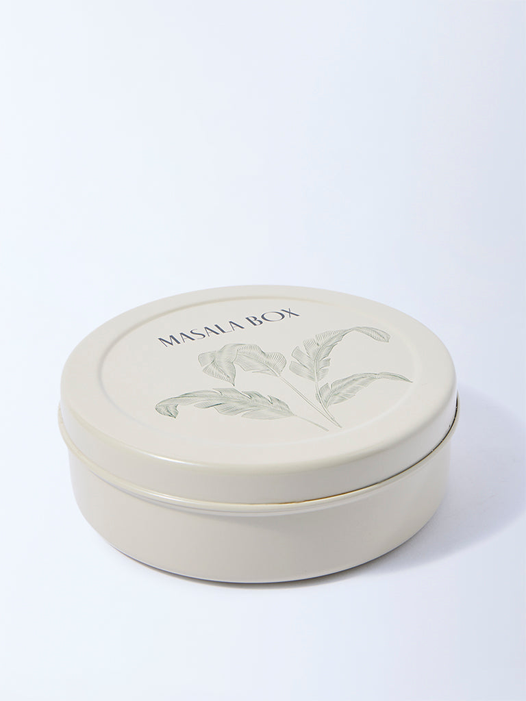 Westside Home Ivory Leaf Printed Masala Box