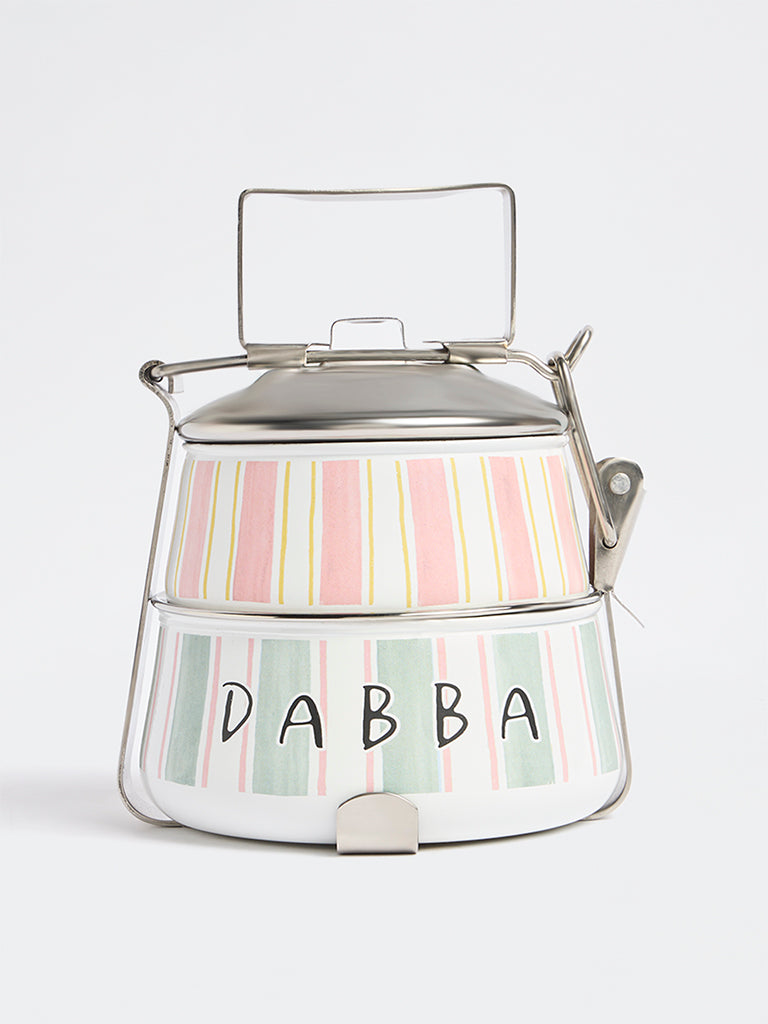 Westside Home Multicolour Stripe Pattern Two-Tiered Dabba