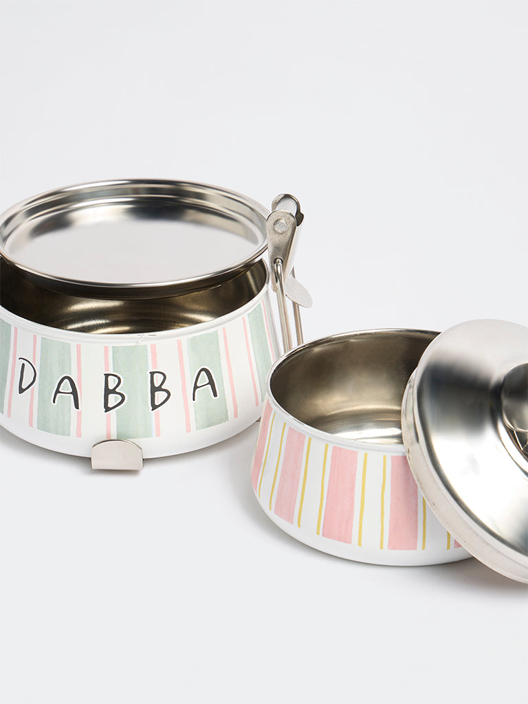 Westside Home Multicolour Stripe Pattern Two-Tiered Dabba