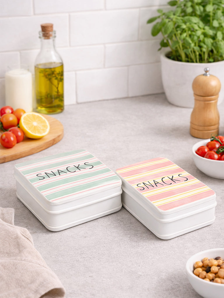 Westside Home Multicolor Striped Snacks Box (Set of 2)