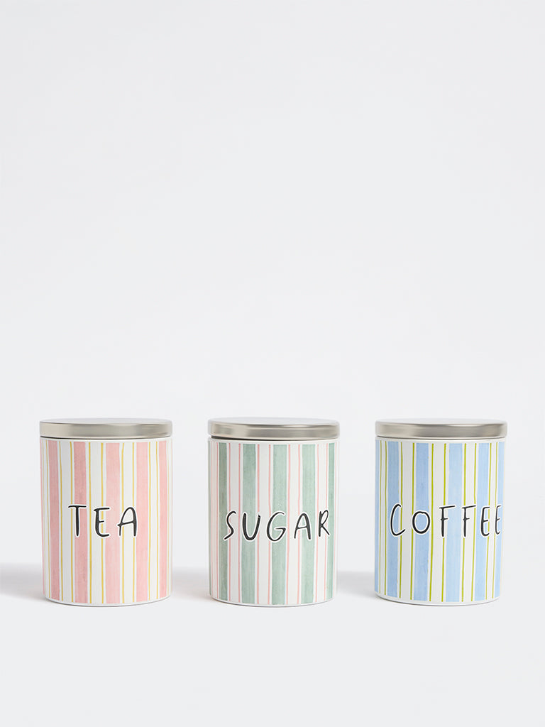 Westside Home Multicolour Stripe Pattern TCS Containers (Set of 3)