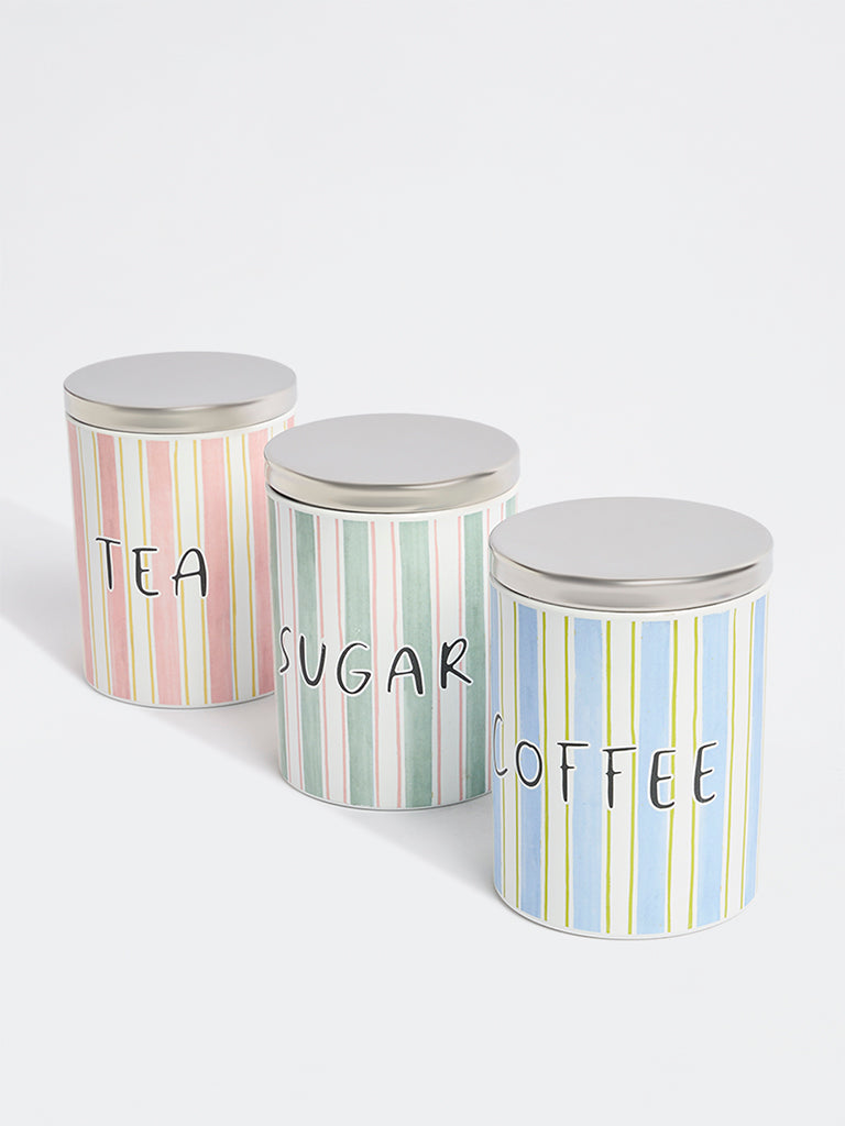 Westside Home Multicolour Stripe Pattern TCS Containers (Set of 3)