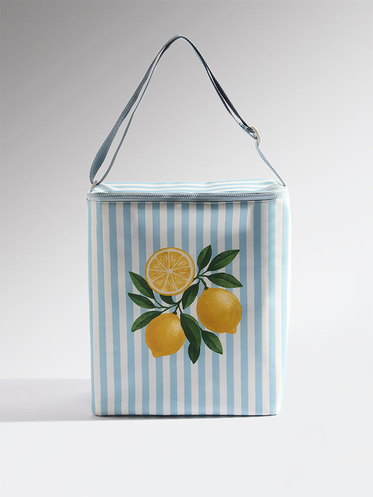 Westside Home Lemon Design Striped Lunch Bag