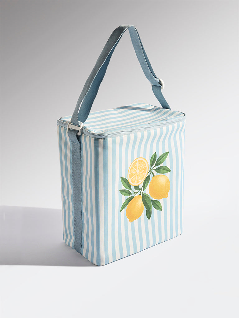 Westside Home Lemon Design Striped Lunch Bag