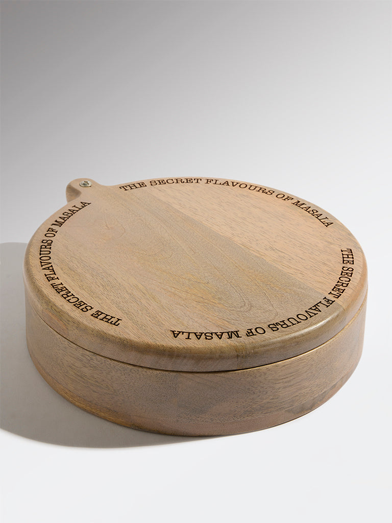 Westside Home Brown Typographic Wooden Masala Box
