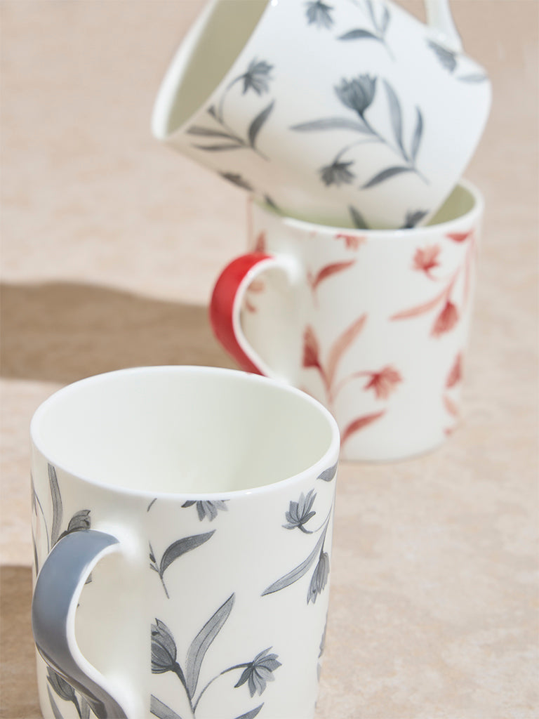 Westside Home Multicolour Floral Design Mugs (Set of 4)