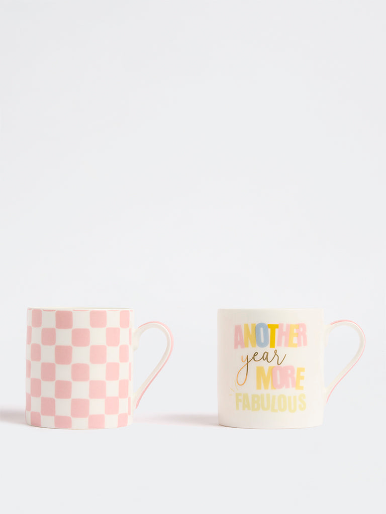 Westside Home Pink Printed Mugs (Set of 2)