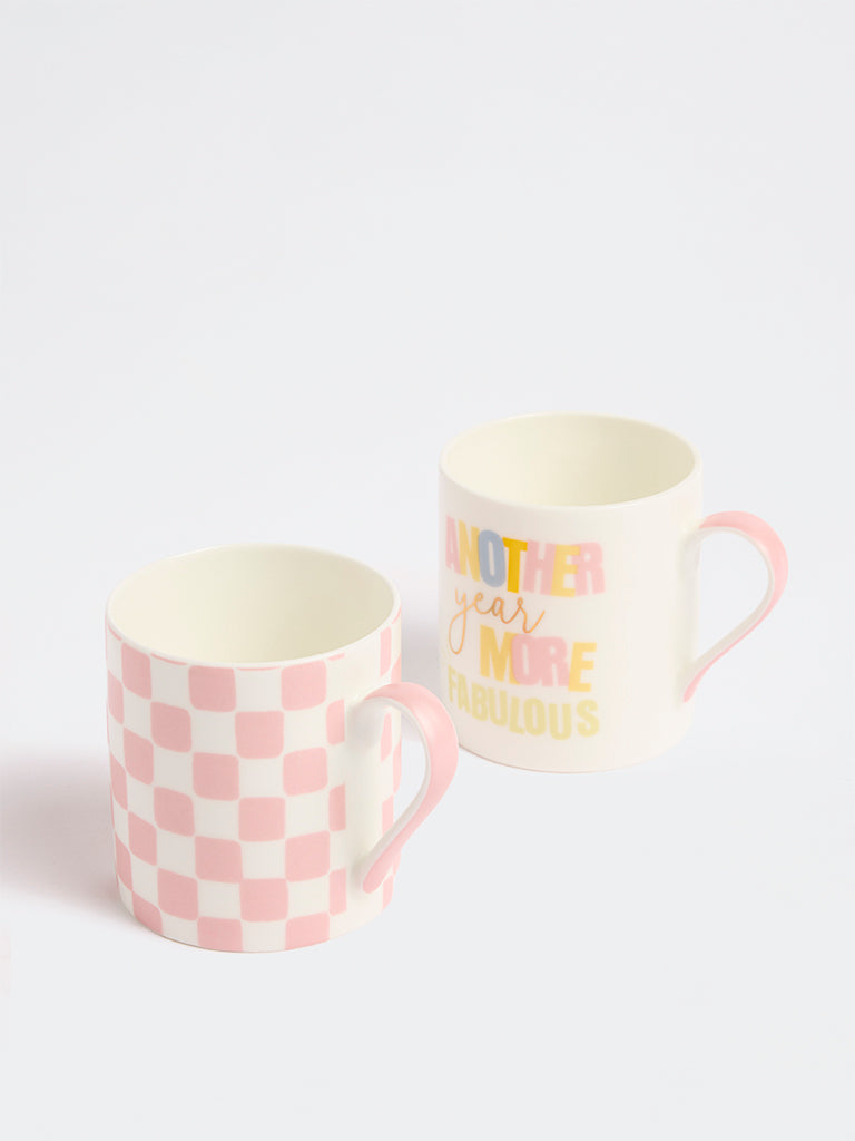 Westside Home Pink Printed Mugs (Set of 2)