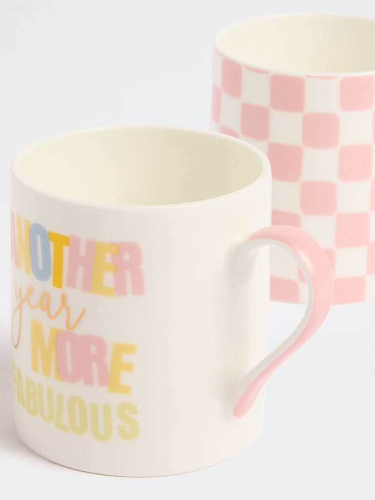Westside Home Pink Printed Mugs (Set of 2)
