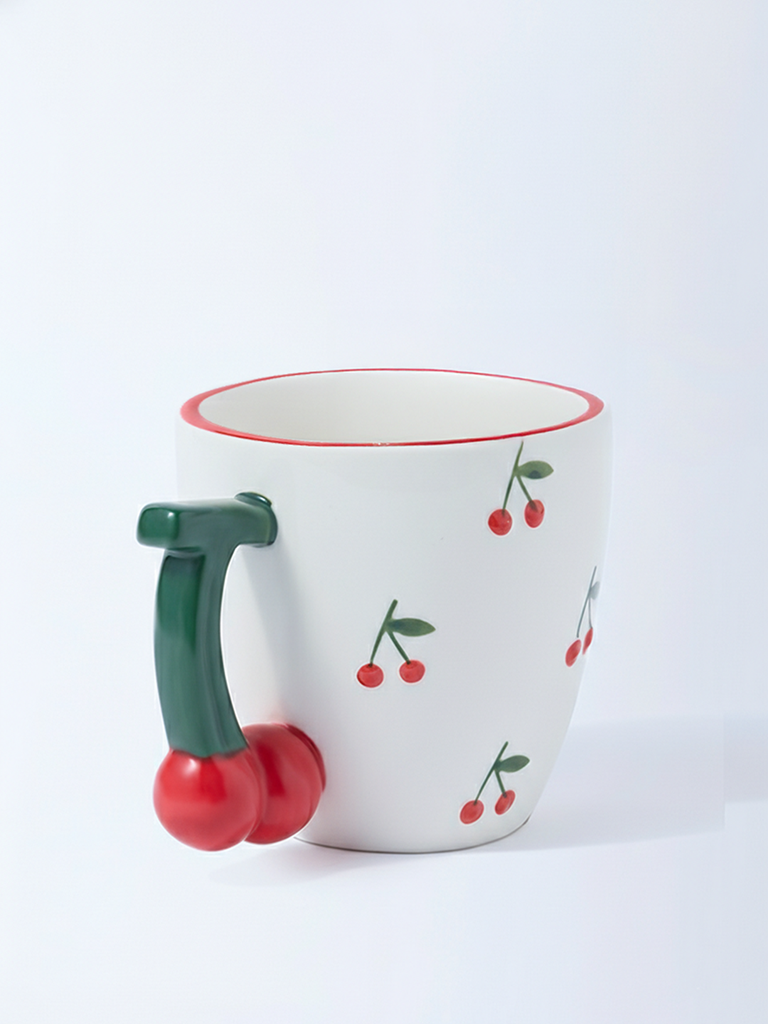 Westside Home White and Red Cherry Mug