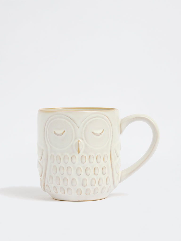 Westside Home White Embossed Owl Mug