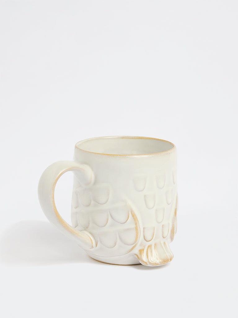 Westside Home White Embossed Owl Mug