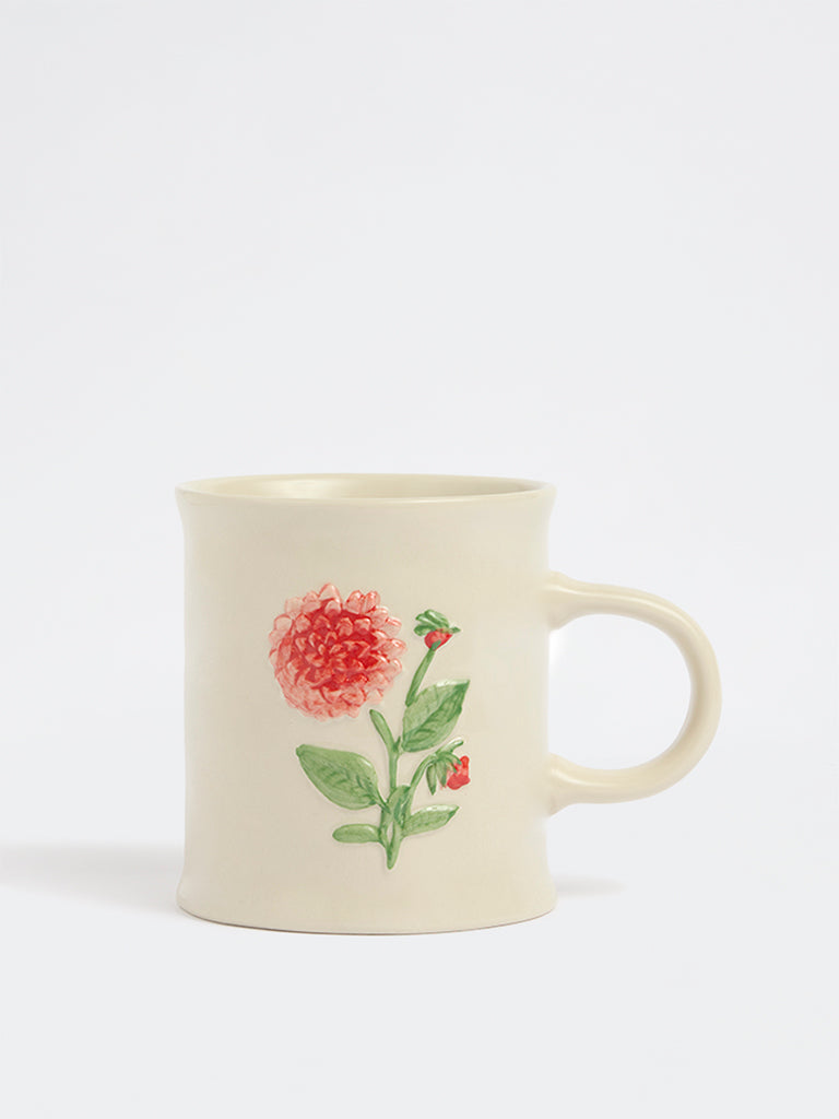 Westside Home Red Floral Embossed Mug