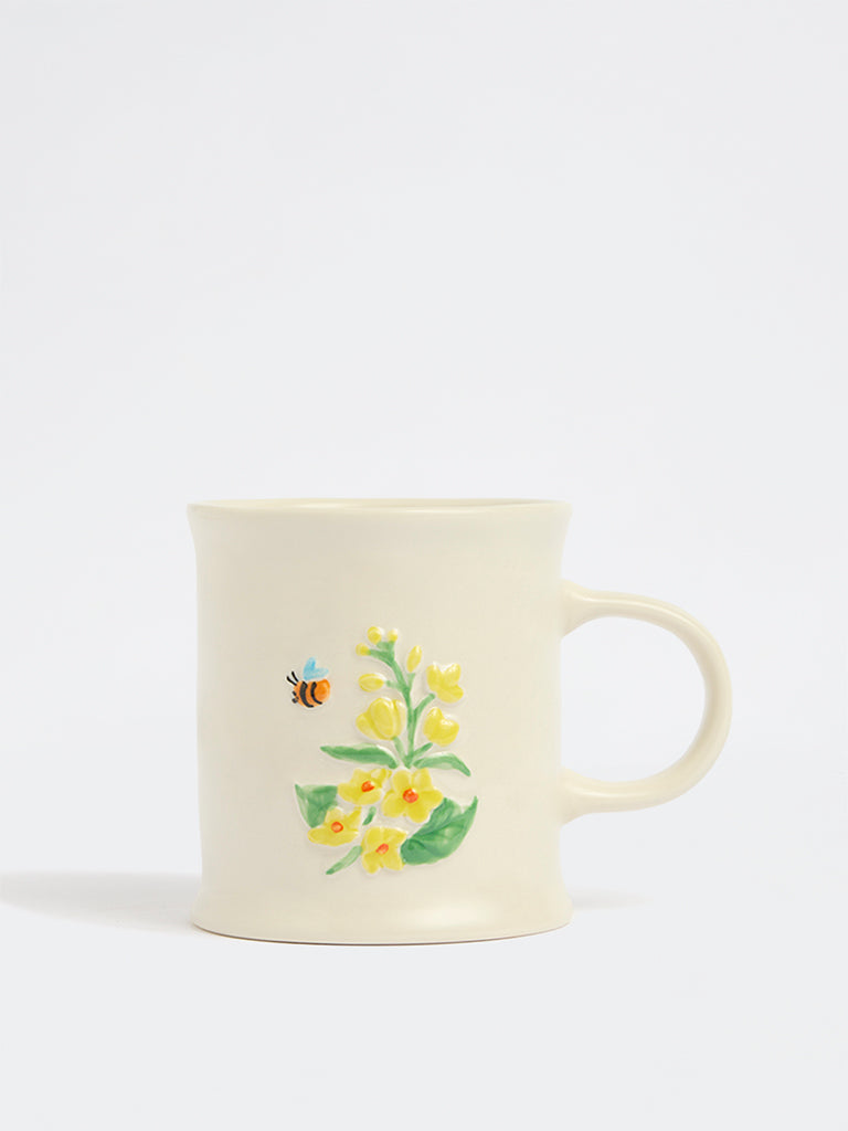 Westside Home Yellow Floral Embossed Mug