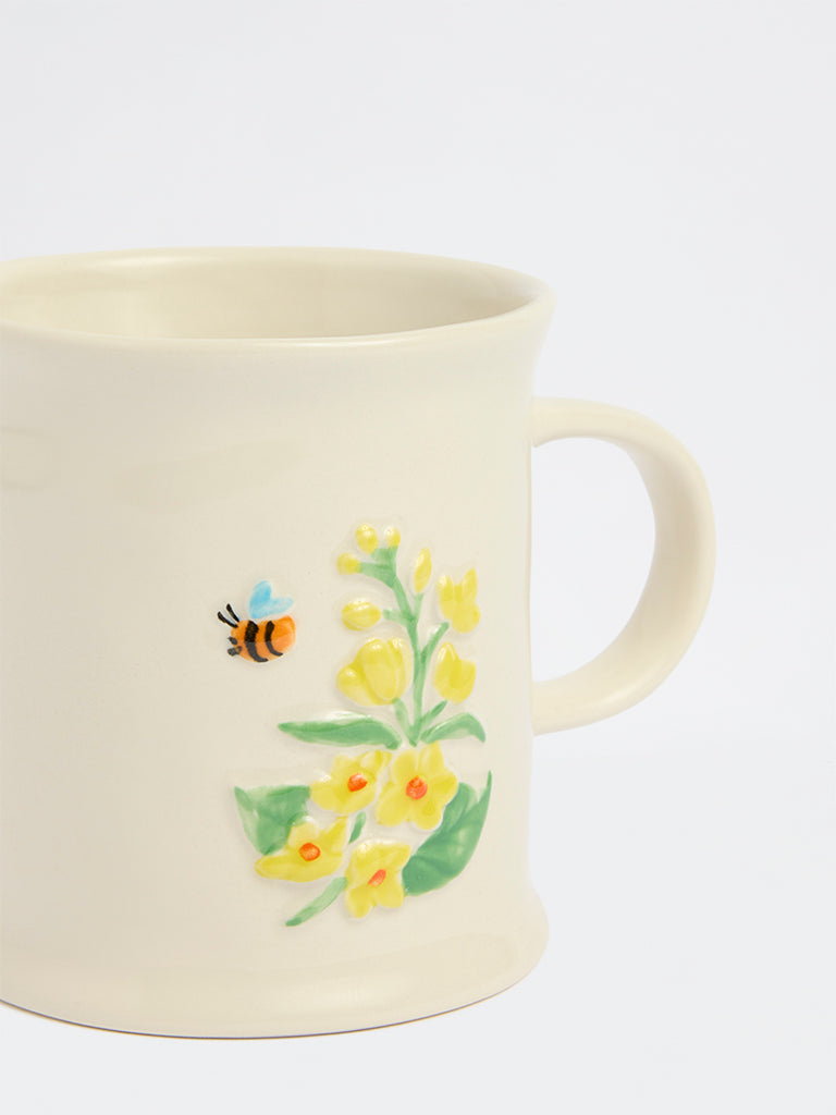 Westside Home Yellow Floral Embossed Mug