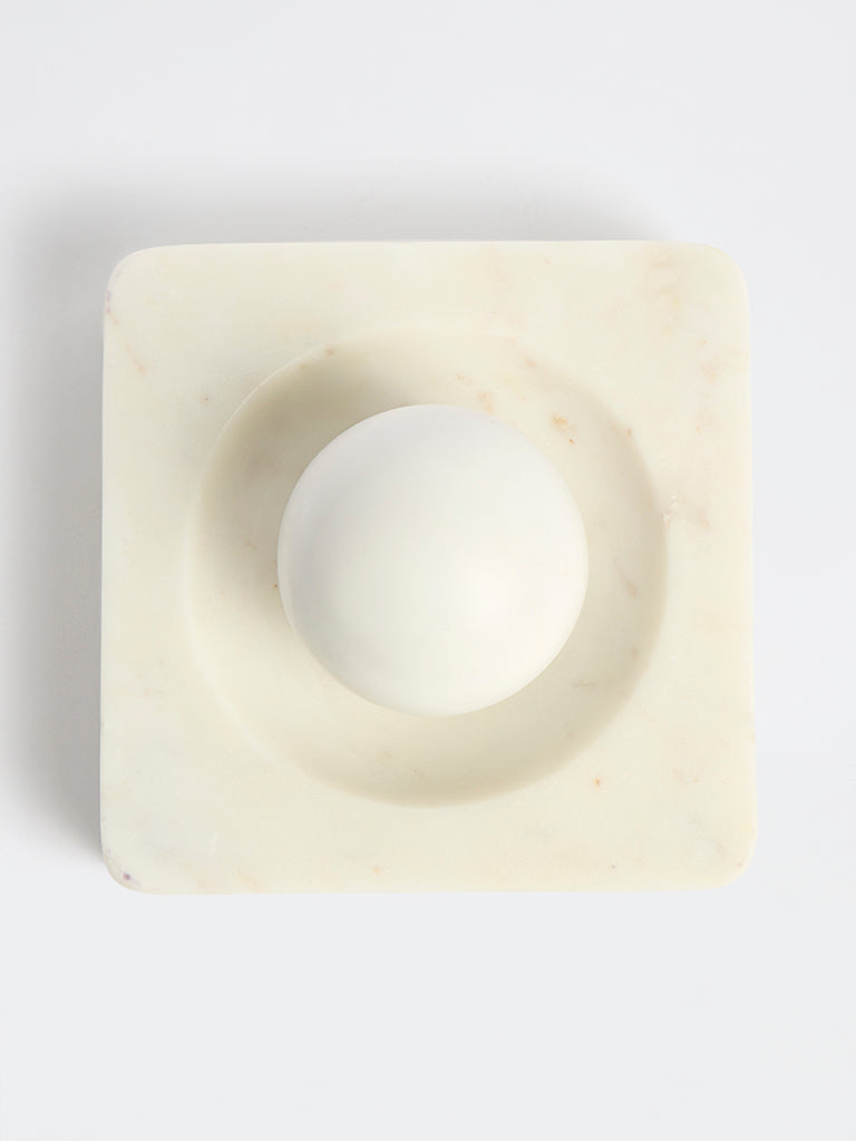 Westside Home White Marble Mortar and Pestle