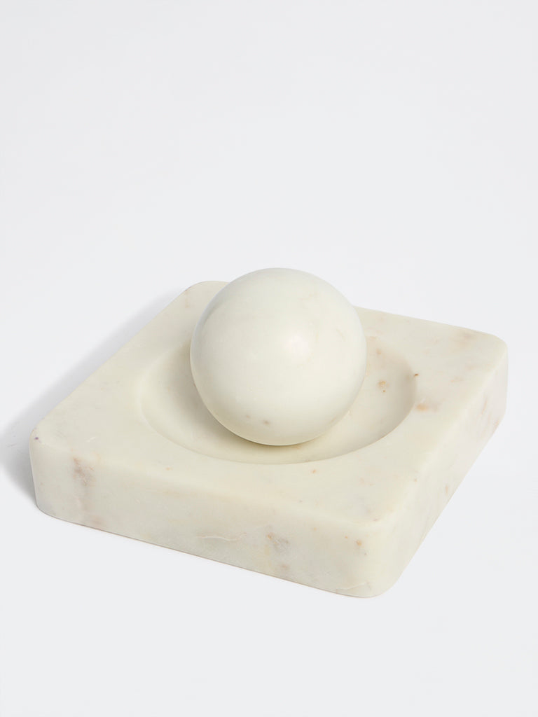 Westside Home White Marble Mortar and Pestle