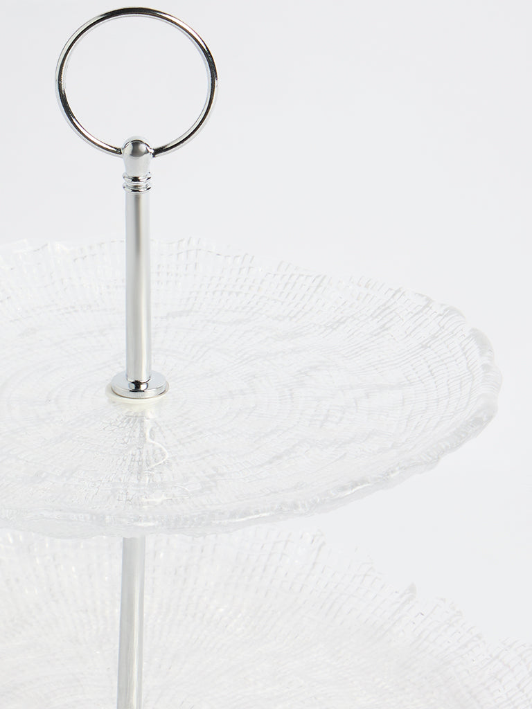 Westside Home Clear Textured Glass Cake Stand