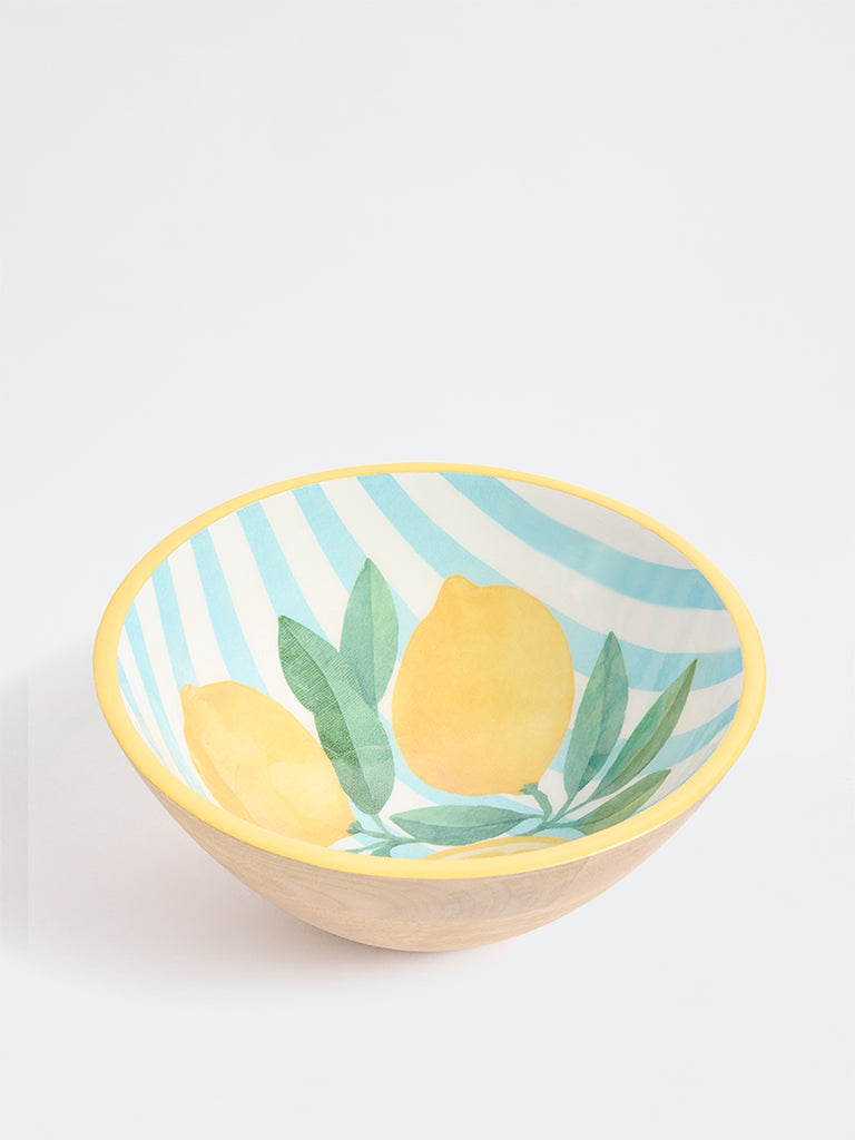 Westside Home Blue and Yellow Lemon Design Bowl