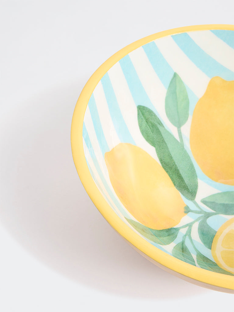Westside Home Blue and Yellow Lemon Design Bowl