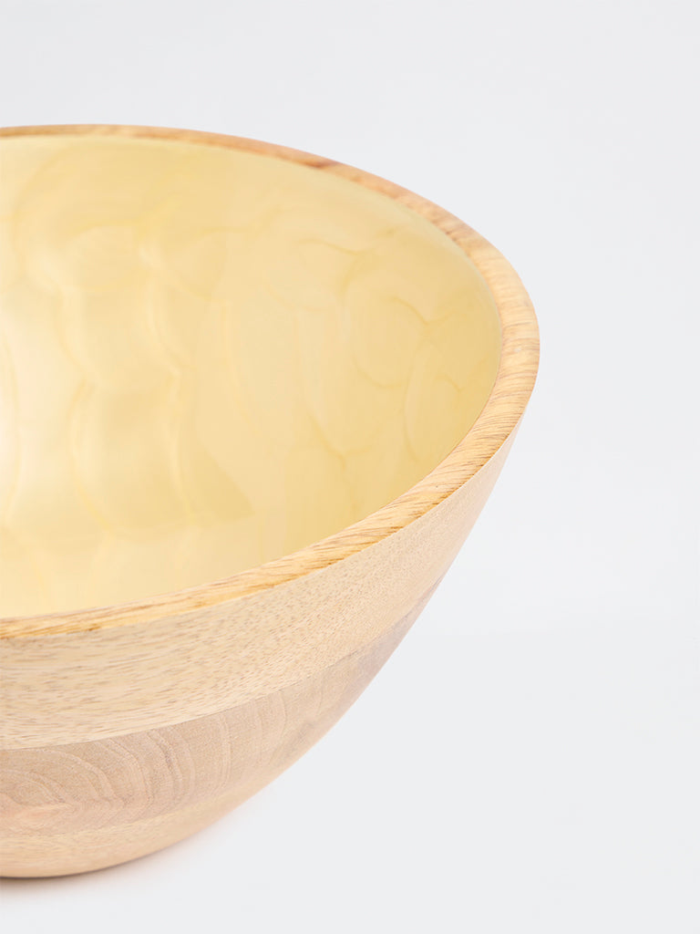 Westside Home Yellow Shell Design Wooden Bowl