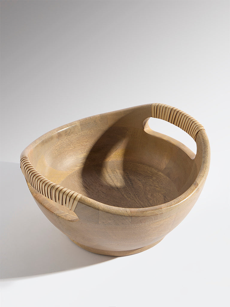 Westside Home Brown Rattan Wooden Bowl - Small