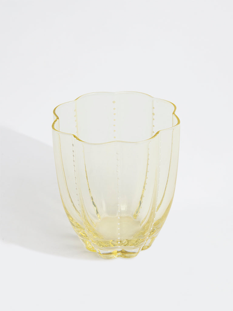 Westside Home Yellow Flower Dotted Water Glass