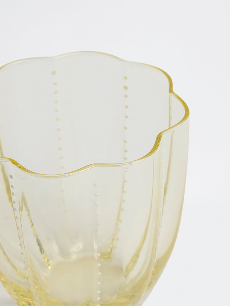 Westside Home Yellow Flower Dotted Water Glass