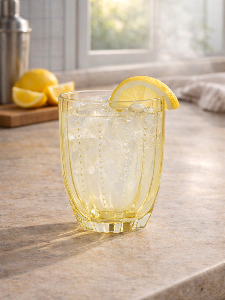 Westside Home Yellow Flower Dotted Water Glass