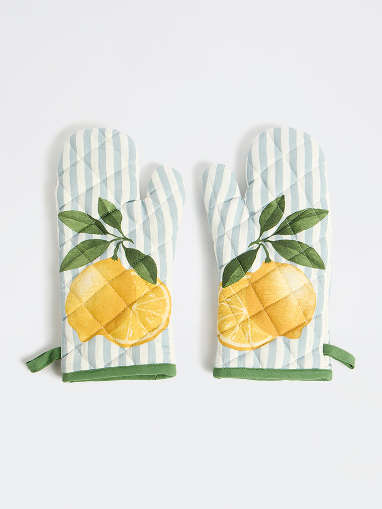 Westside Home Yellow Lemon Printed Oven Mitten