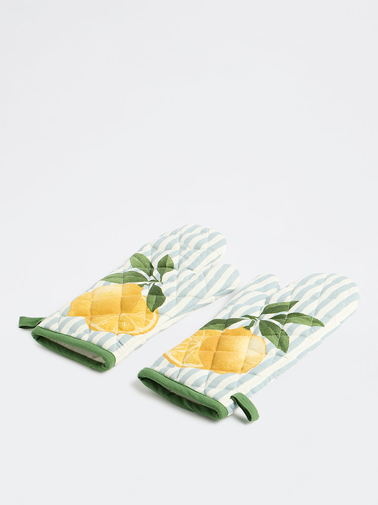Westside Home Yellow Lemon Printed Oven Mitten