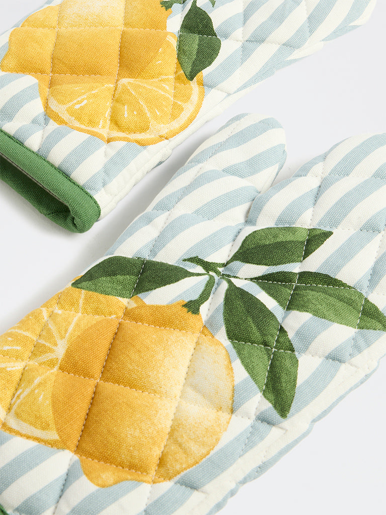 Westside Home Yellow Lemon Printed Oven Mitten